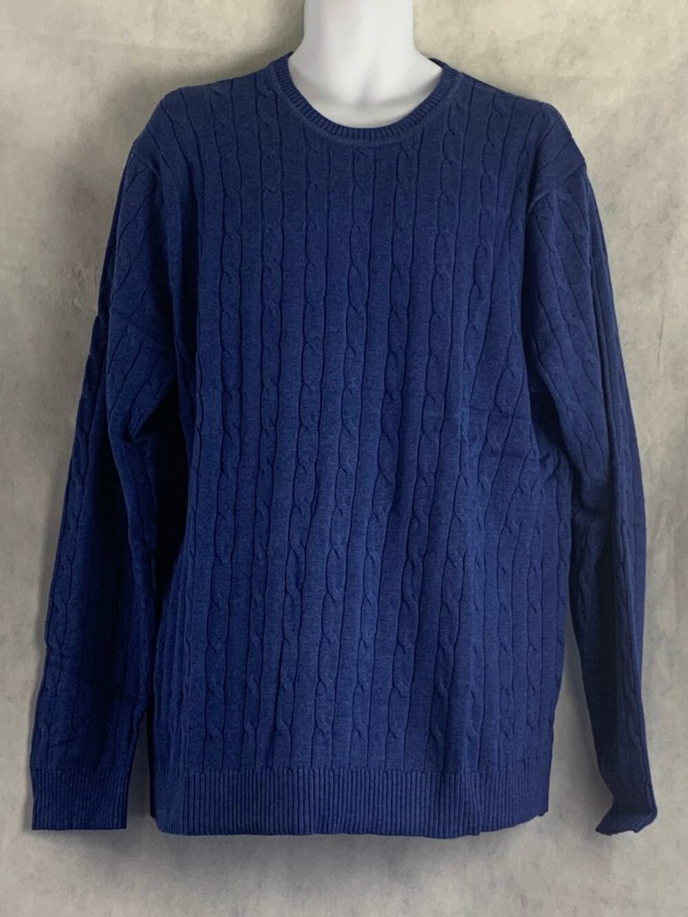 Club Room Men's Cable-Knit Pullover Sweater, Cobalt Heather Blue, XXL